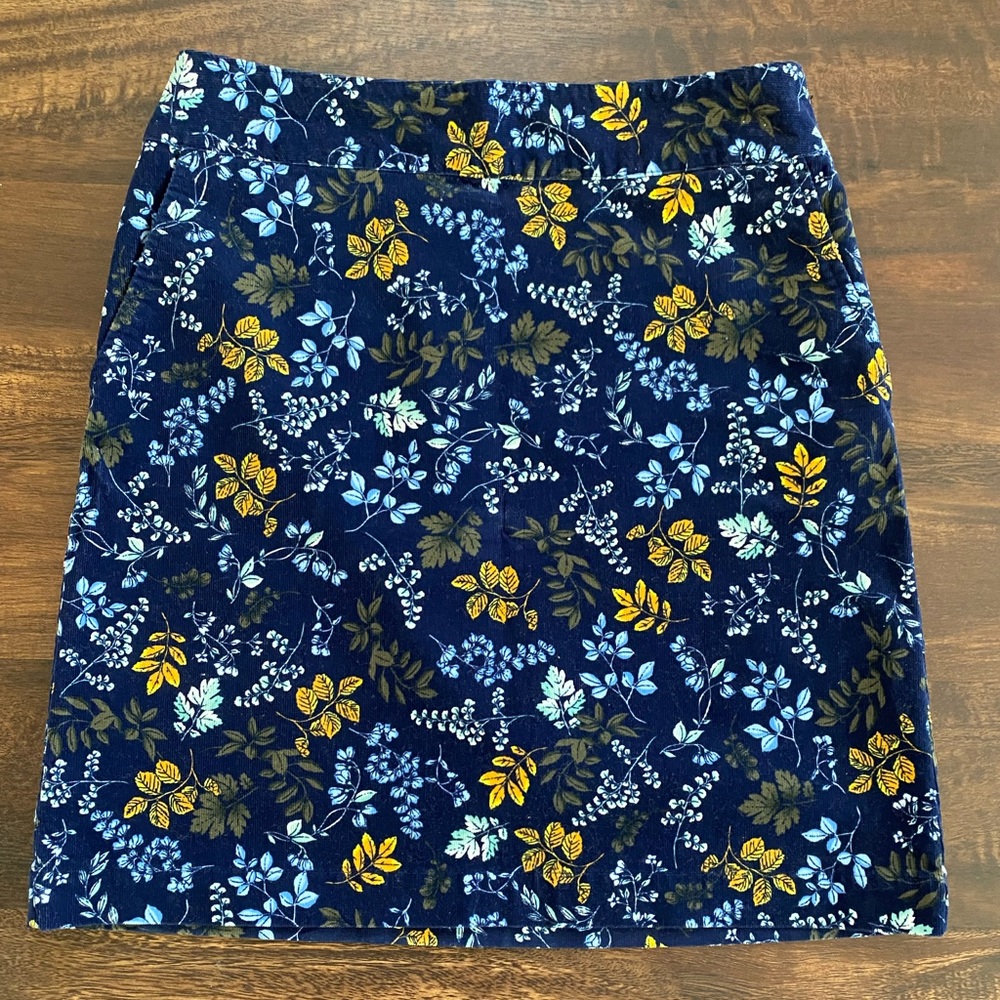 Talbots Floral Corduroy Skirt